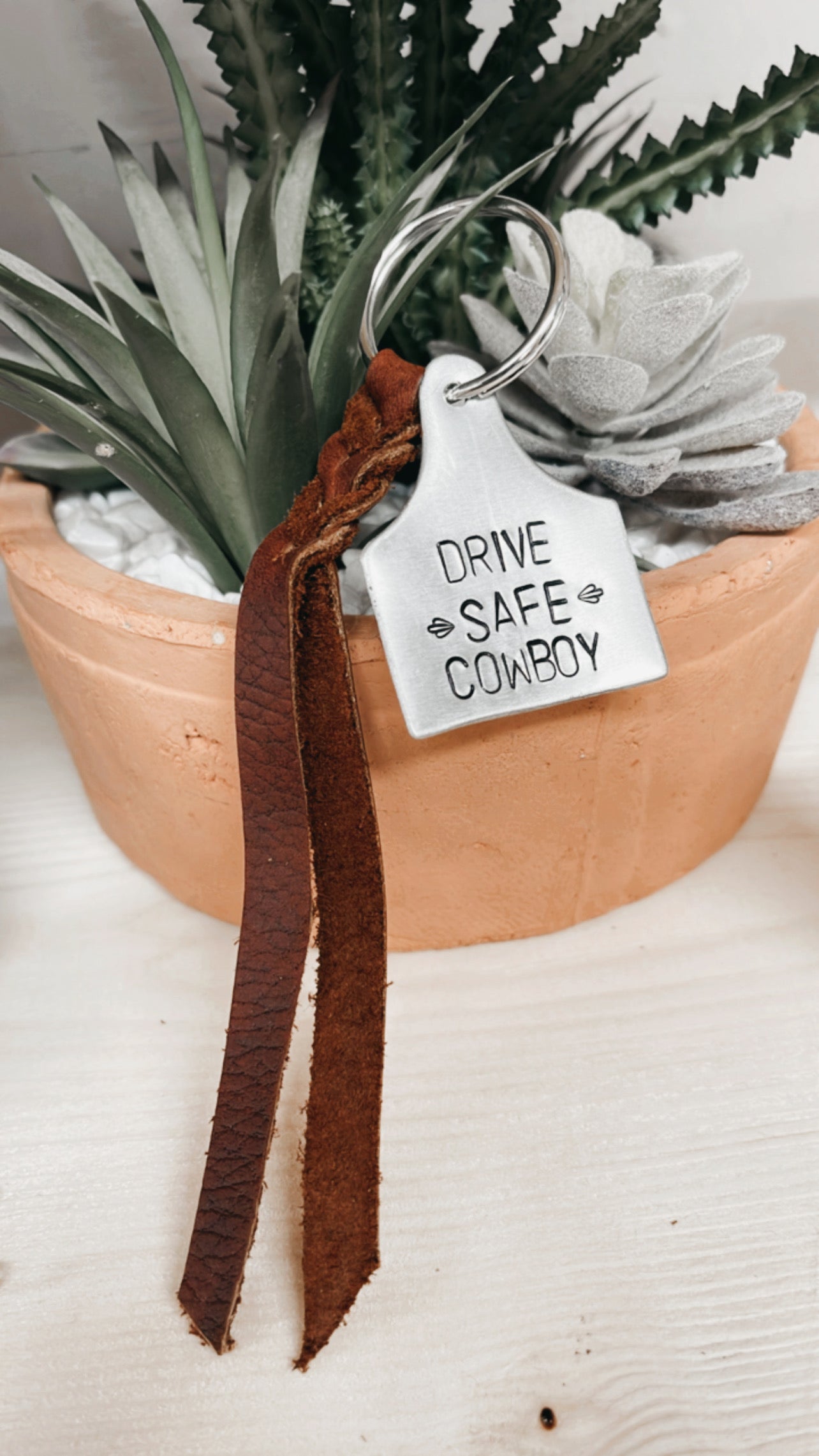 Drive Safe Cowboy Keychain