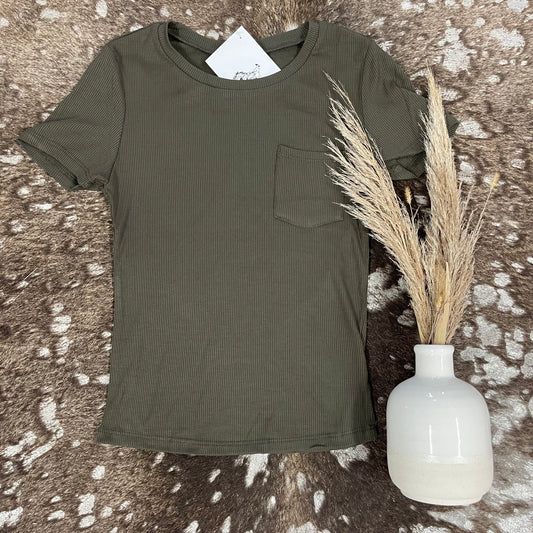 {Olive} Pocket Tee