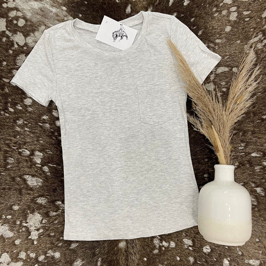 {Heather Grey} Pocket Tee