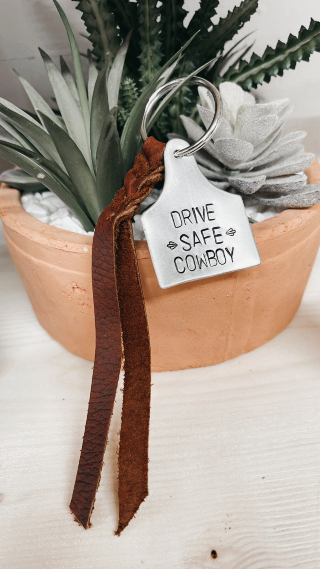 Drive Safe Cowboy Keychain